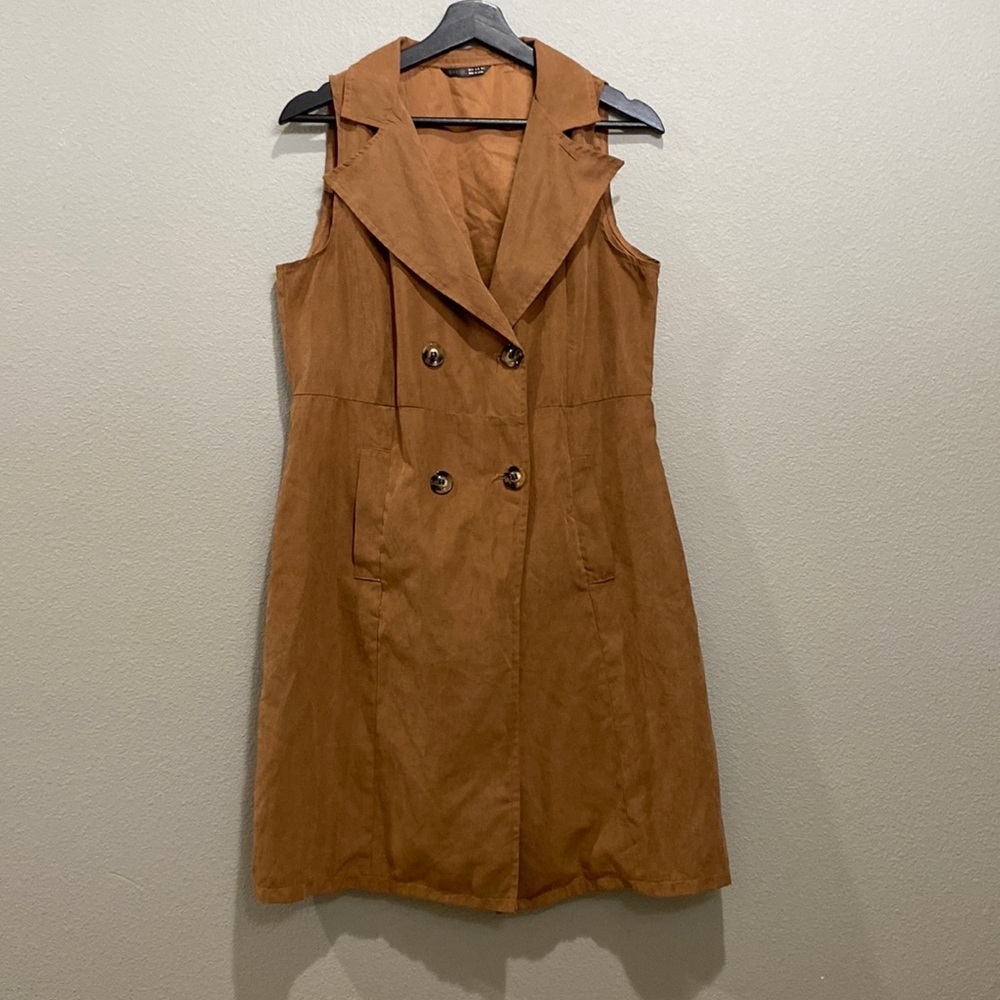SHEIN Brown Suede Sleeveless Blazer Mini Dress Size M